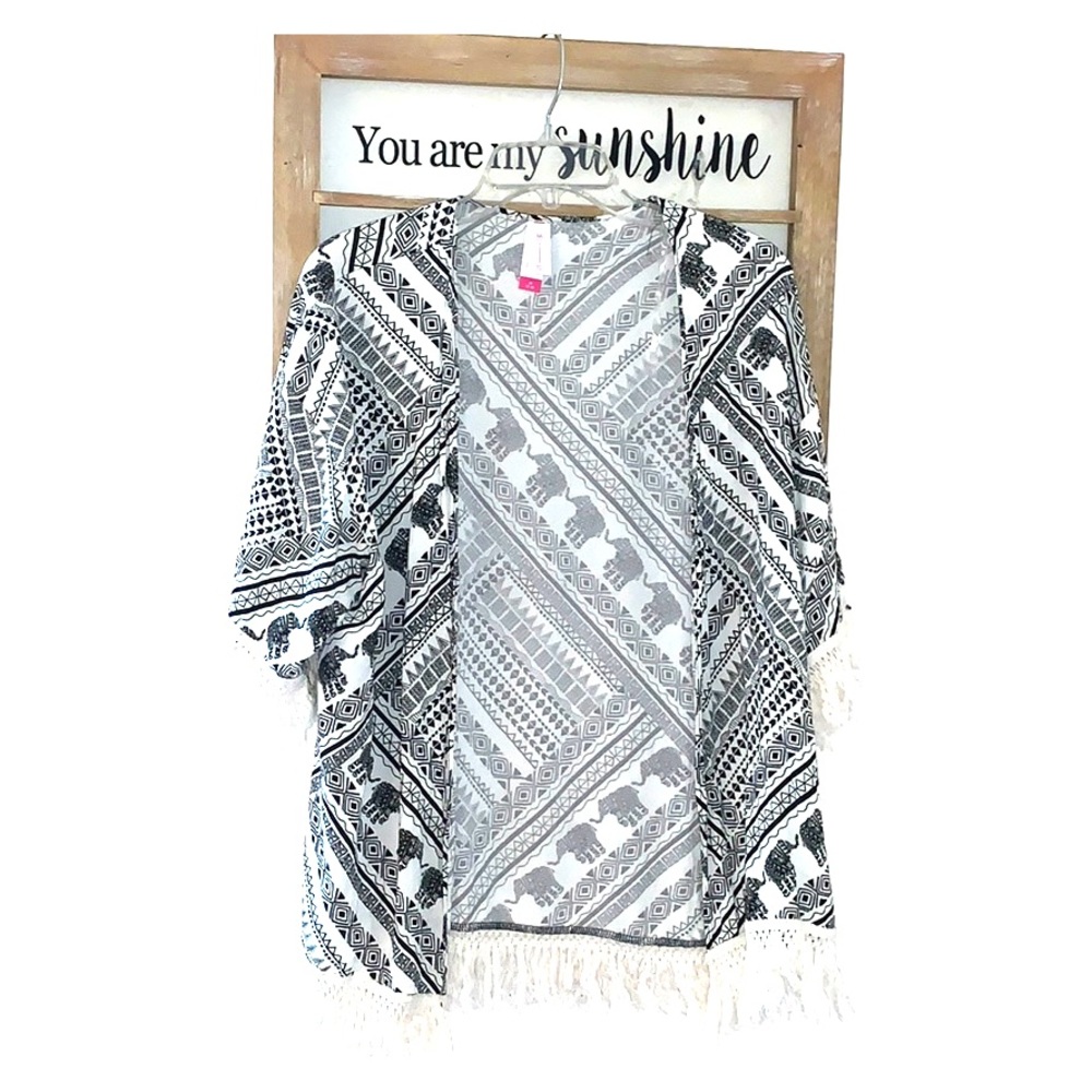 No Boundaries Elephant & Tribal Print Kimono